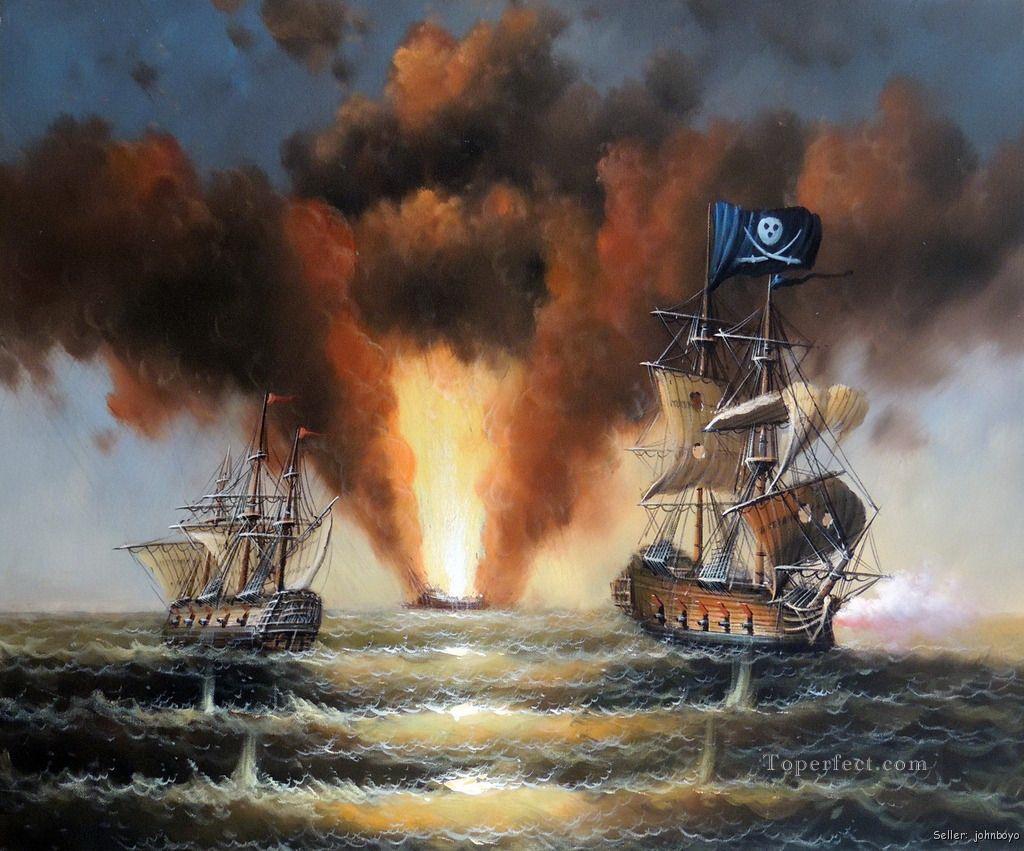 pirate war ship Oil Paintings